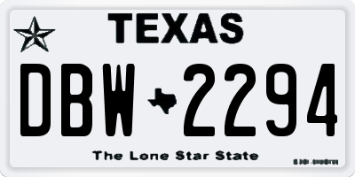 TX license plate DBW2294