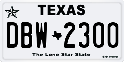 TX license plate DBW2300