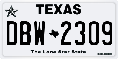 TX license plate DBW2309