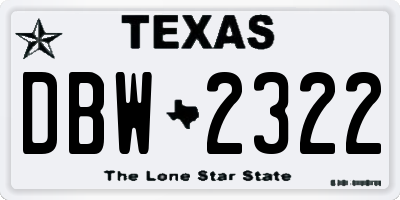 TX license plate DBW2322