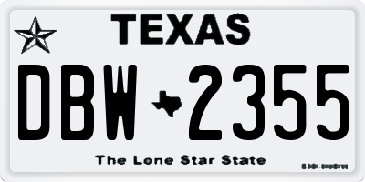TX license plate DBW2355