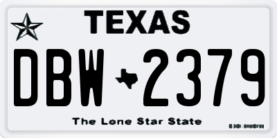 TX license plate DBW2379