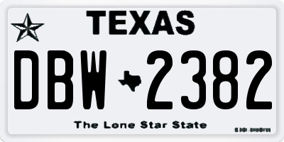 TX license plate DBW2382