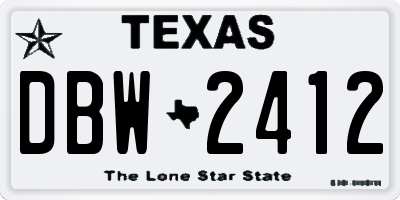 TX license plate DBW2412