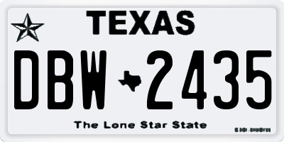 TX license plate DBW2435