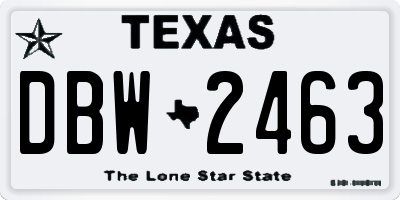 TX license plate DBW2463