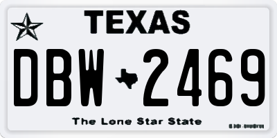 TX license plate DBW2469