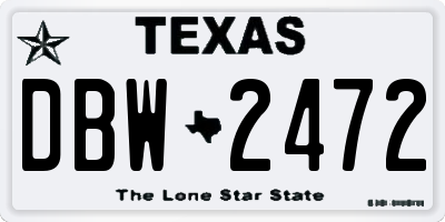TX license plate DBW2472