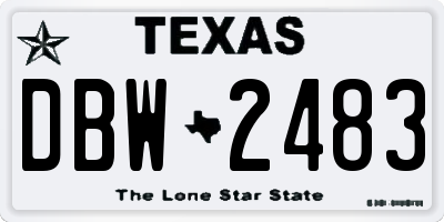 TX license plate DBW2483