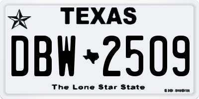 TX license plate DBW2509