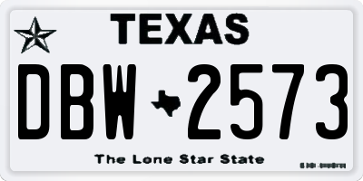 TX license plate DBW2573