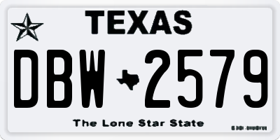 TX license plate DBW2579