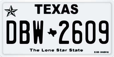 TX license plate DBW2609