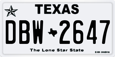 TX license plate DBW2647