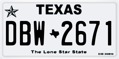 TX license plate DBW2671