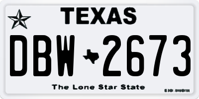 TX license plate DBW2673