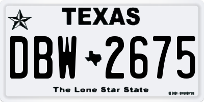 TX license plate DBW2675