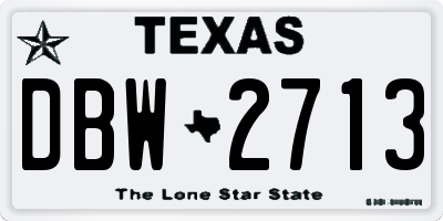 TX license plate DBW2713