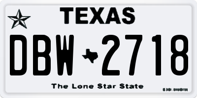 TX license plate DBW2718