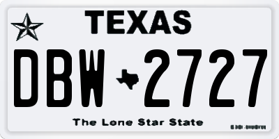 TX license plate DBW2727