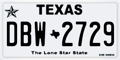TX license plate DBW2729