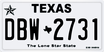 TX license plate DBW2731