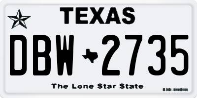TX license plate DBW2735