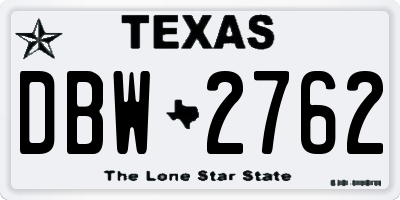 TX license plate DBW2762