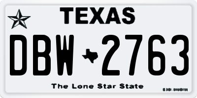 TX license plate DBW2763
