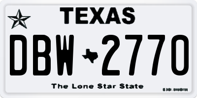 TX license plate DBW2770