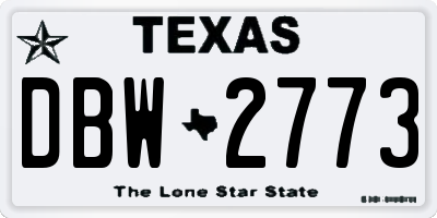 TX license plate DBW2773