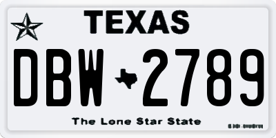 TX license plate DBW2789