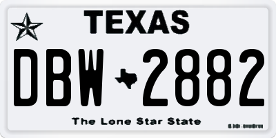 TX license plate DBW2882
