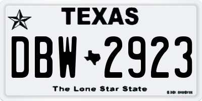 TX license plate DBW2923
