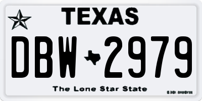 TX license plate DBW2979