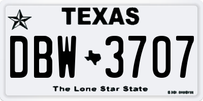 TX license plate DBW3707