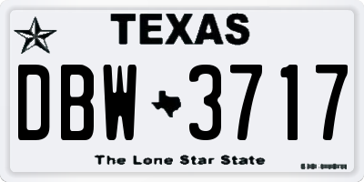 TX license plate DBW3717