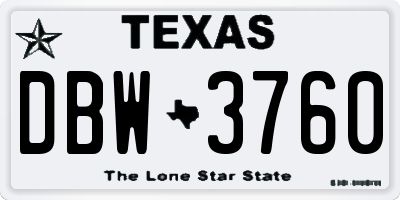 TX license plate DBW3760