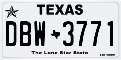 TX license plate DBW3771