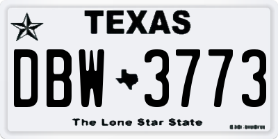 TX license plate DBW3773