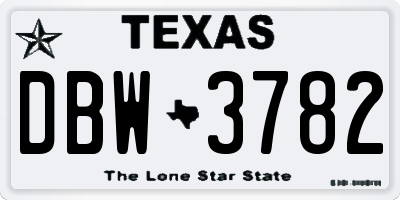 TX license plate DBW3782