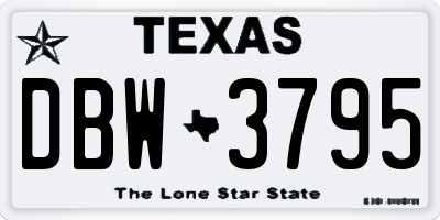 TX license plate DBW3795