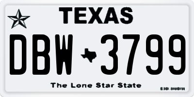 TX license plate DBW3799