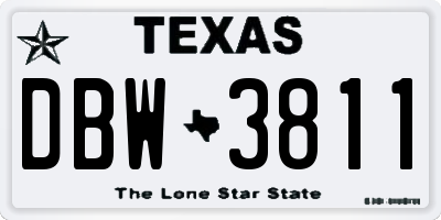 TX license plate DBW3811