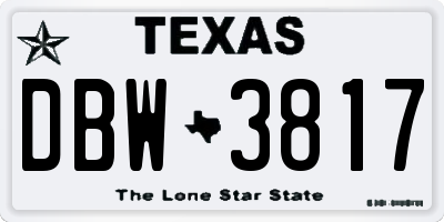 TX license plate DBW3817