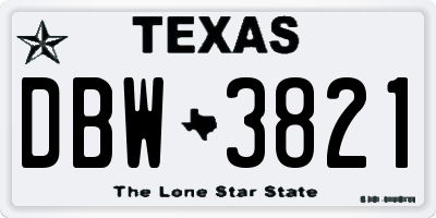 TX license plate DBW3821