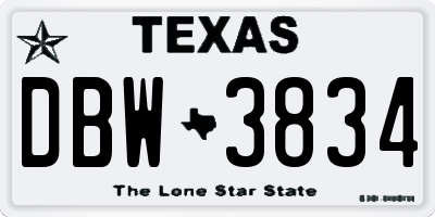 TX license plate DBW3834