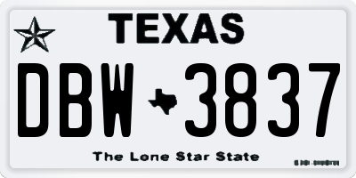 TX license plate DBW3837