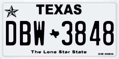 TX license plate DBW3848