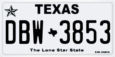 TX license plate DBW3853